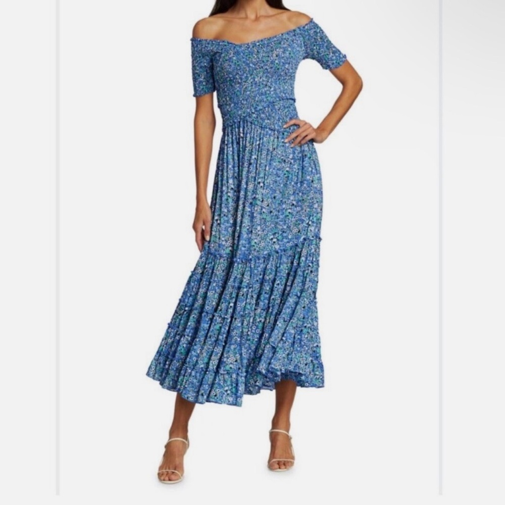 Poupette St. Barth DRESS SOLEDAD OFF SHOULDER in bleu papillon.